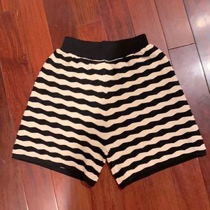 J.ING cream and black stripe knit shorts